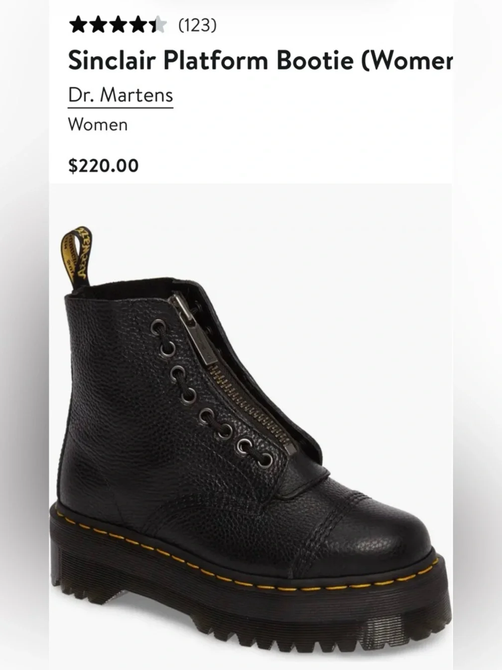 Dr. Martens Black Sinclair leather Zip-Front Combat Boots. - Picture 2 of 10